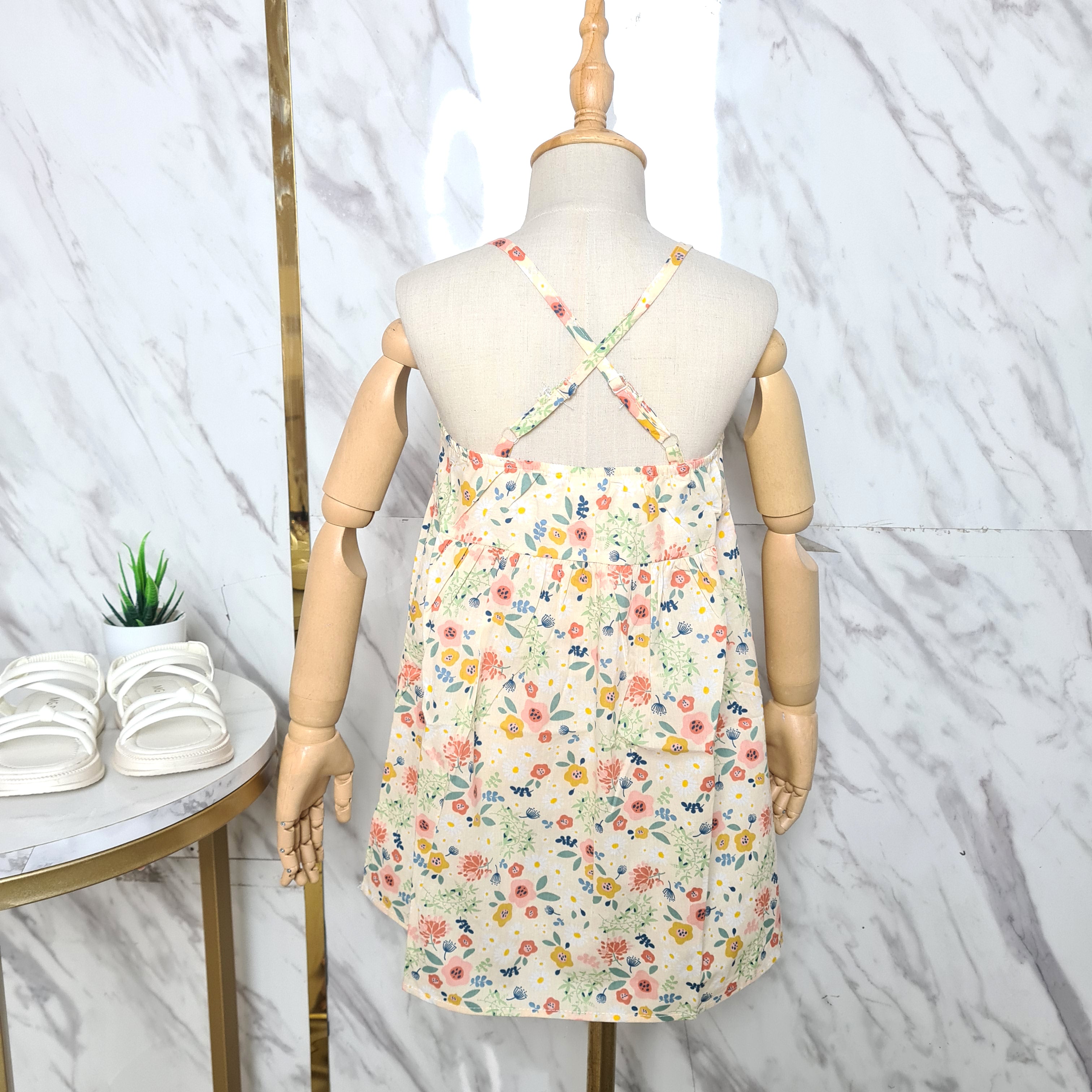 [507S171] - Baju Dress Kutung Fashion Anak Perempuan - Motif Flower Leaf