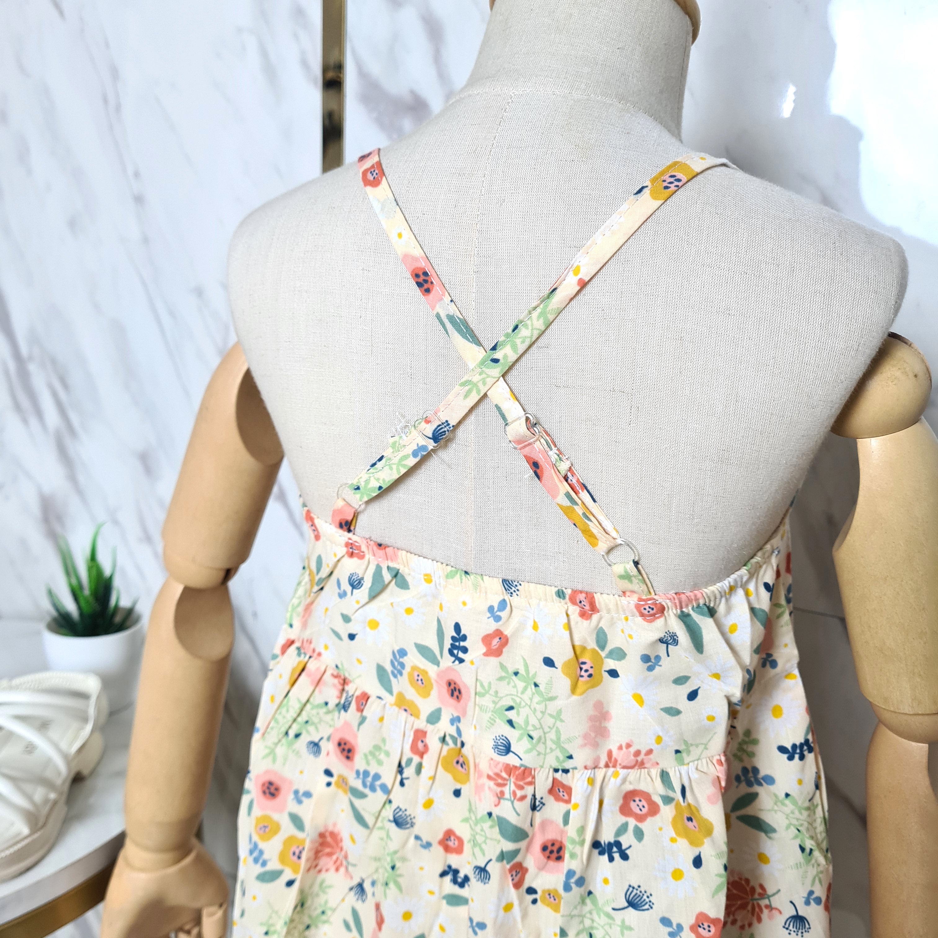 [507S171] - Baju Dress Kutung Fashion Anak Perempuan - Motif Flower Leaf