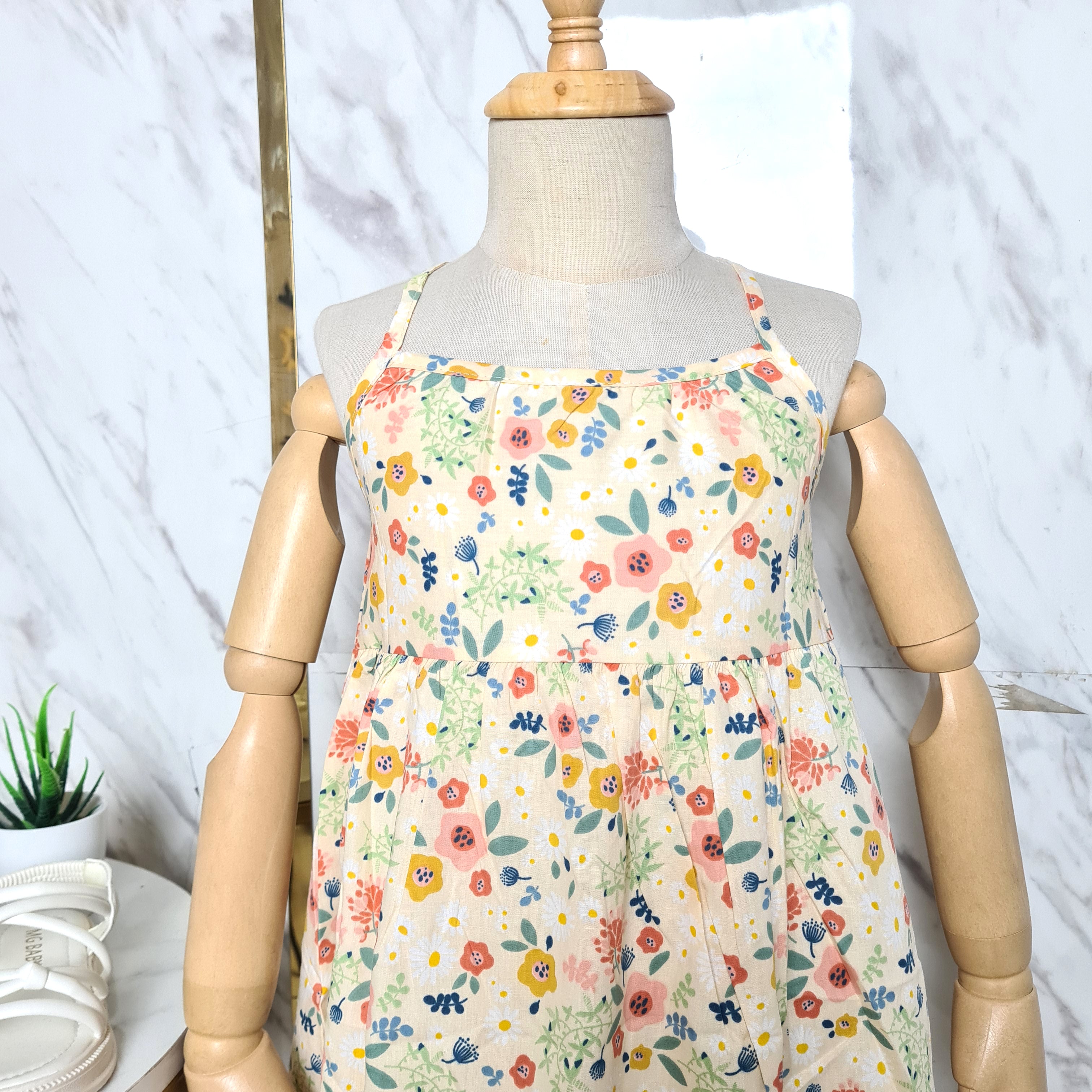 [507S171] - Baju Dress Kutung Fashion Anak Perempuan - Motif Flower Leaf