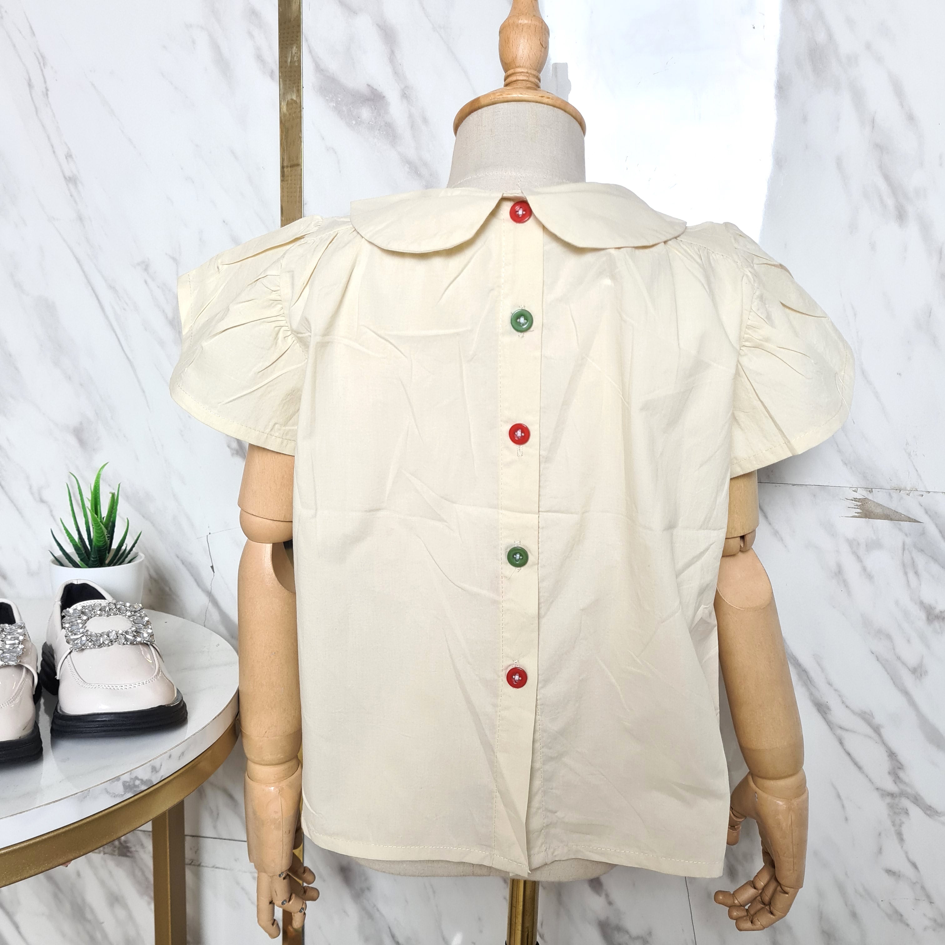 [507S187] - Baju Atasan Blouse Lengan Pendek Fashion Anak Perempuan - Motif Back Button