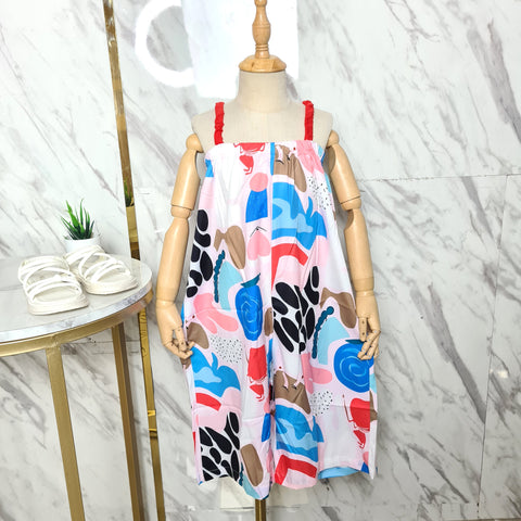 [507S194] - Setelan Jumpsuit Kutung Bawahan Pendek Anak Perempuan - Motif Abstract Shape