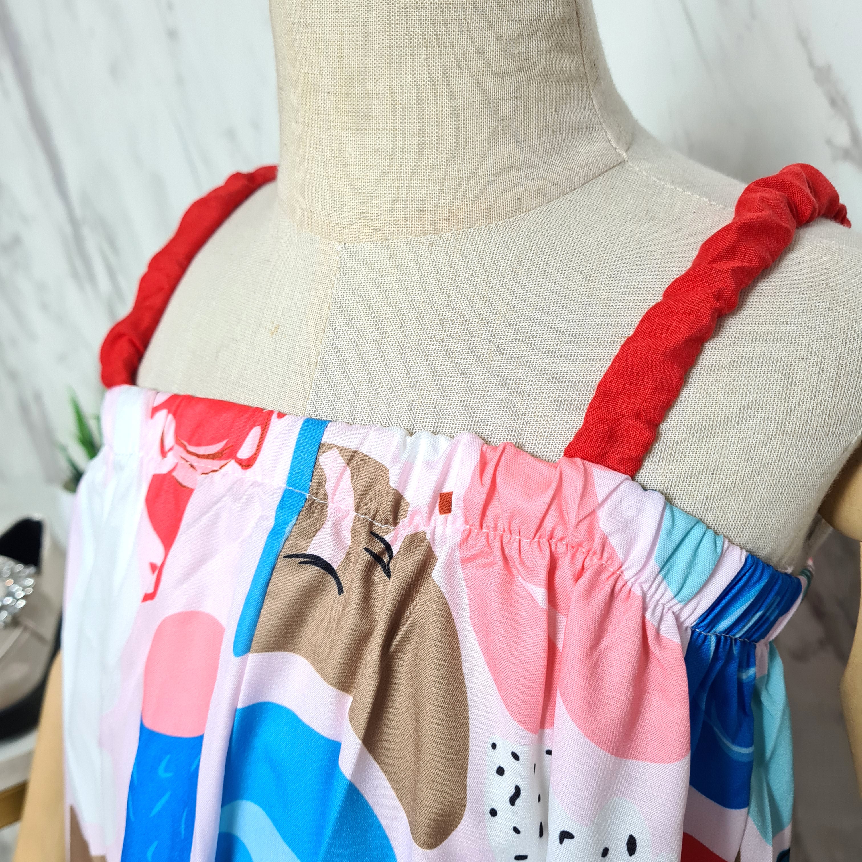 [507S194] - Setelan Jumpsuit Kutung Bawahan Pendek Anak Perempuan - Motif Abstract Shape