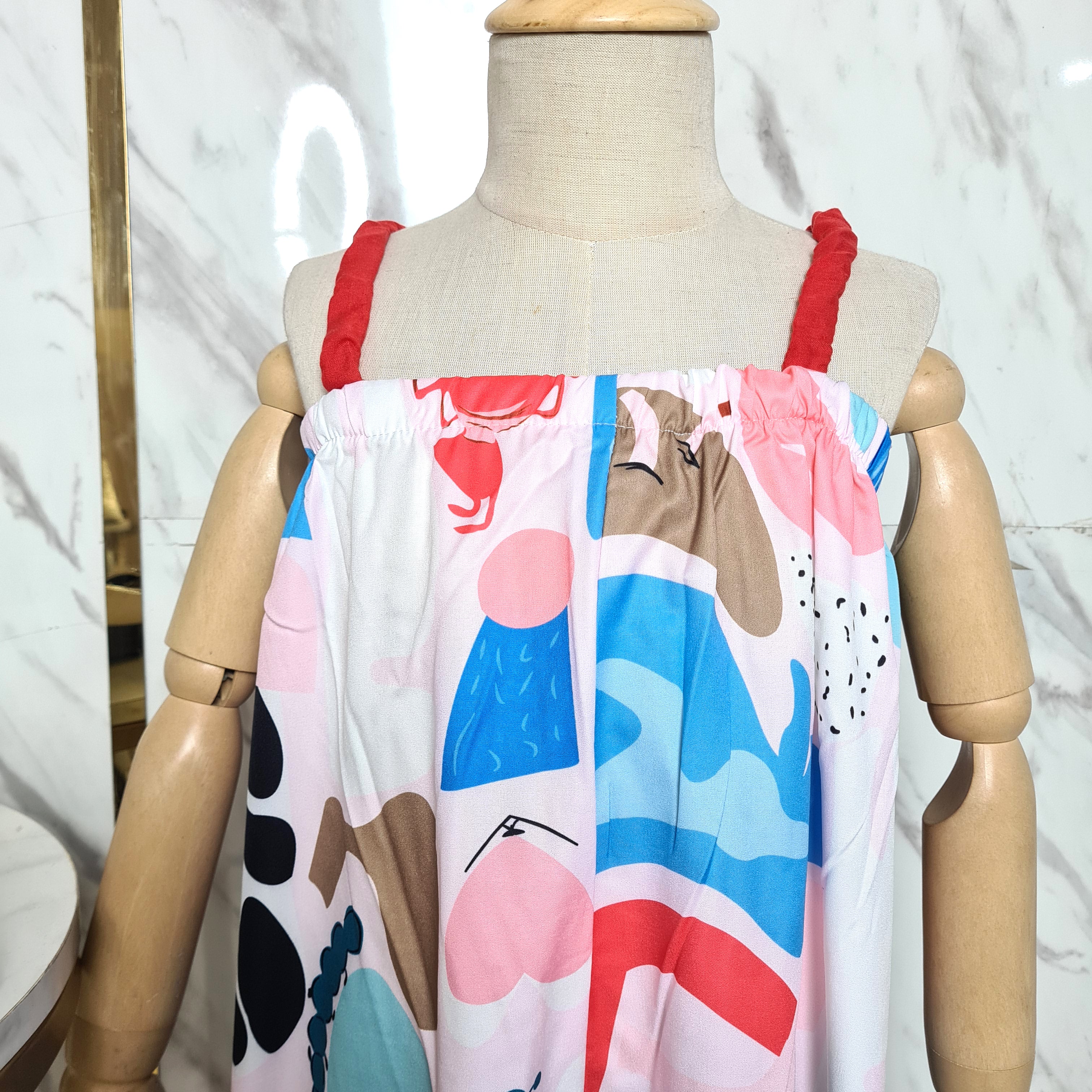 [507S194] - Setelan Jumpsuit Kutung Bawahan Pendek Anak Perempuan - Motif Abstract Shape