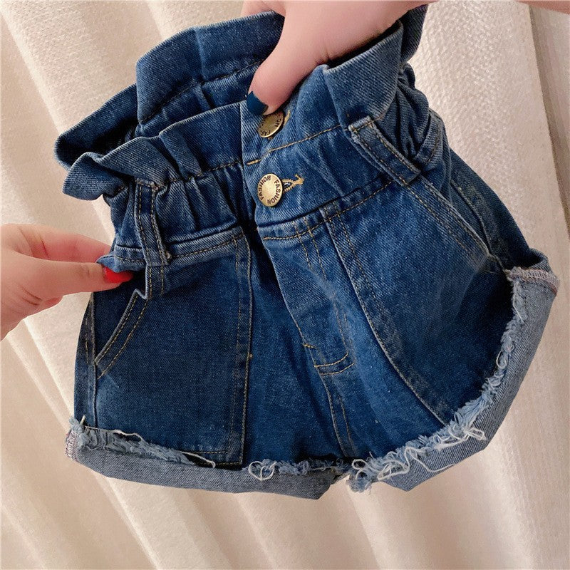 [508224]- Celana Pendek Highwaist Jeans Hotpants Anak Perempuan - Motif Upper Rubber