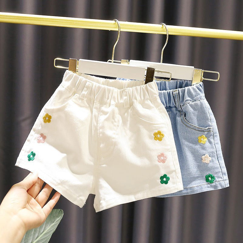 [508225]- Celana Pendek Jeans Hotpants Anak Perempuan - Motif Edge Flowers