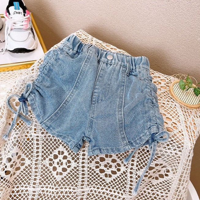 [508232] - Bawahan Celana Jeans Hotpants Fashion Anak Perempuan - Motif Side Strap