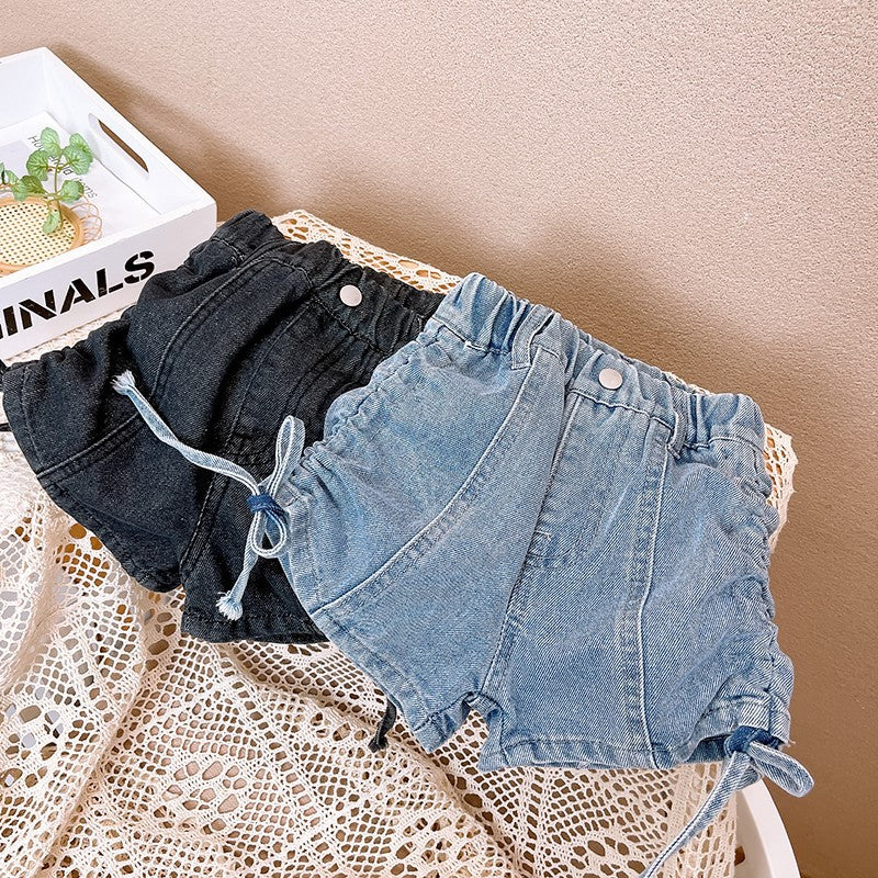 [508232] - Bawahan Celana Jeans Hotpants Fashion Import Anak Perempuan - Motif Side Strap