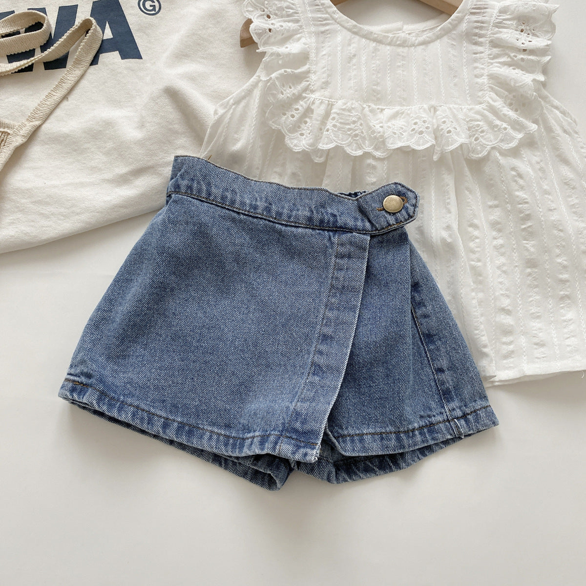 [508233] - Celana Jeans Model Semi Rok Fashion Anak Perempuan - Motif Side Cover