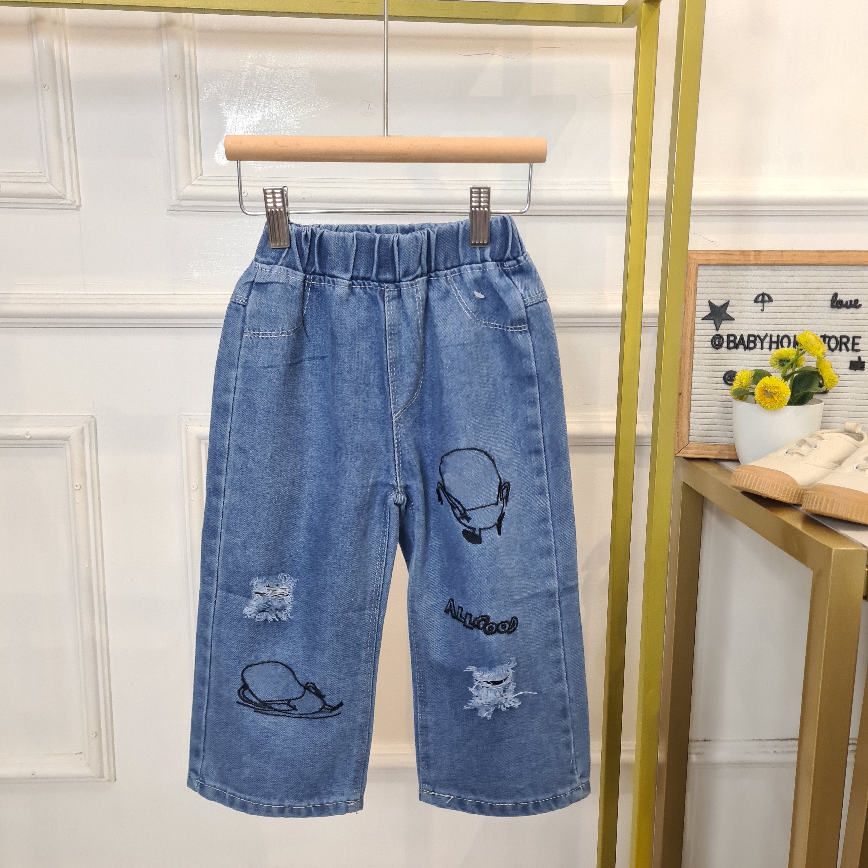 [508230-V1] - Bawahan Celana Jeans Sobek Kulot Fashion Anak Perempuan - Motif Tear Variations