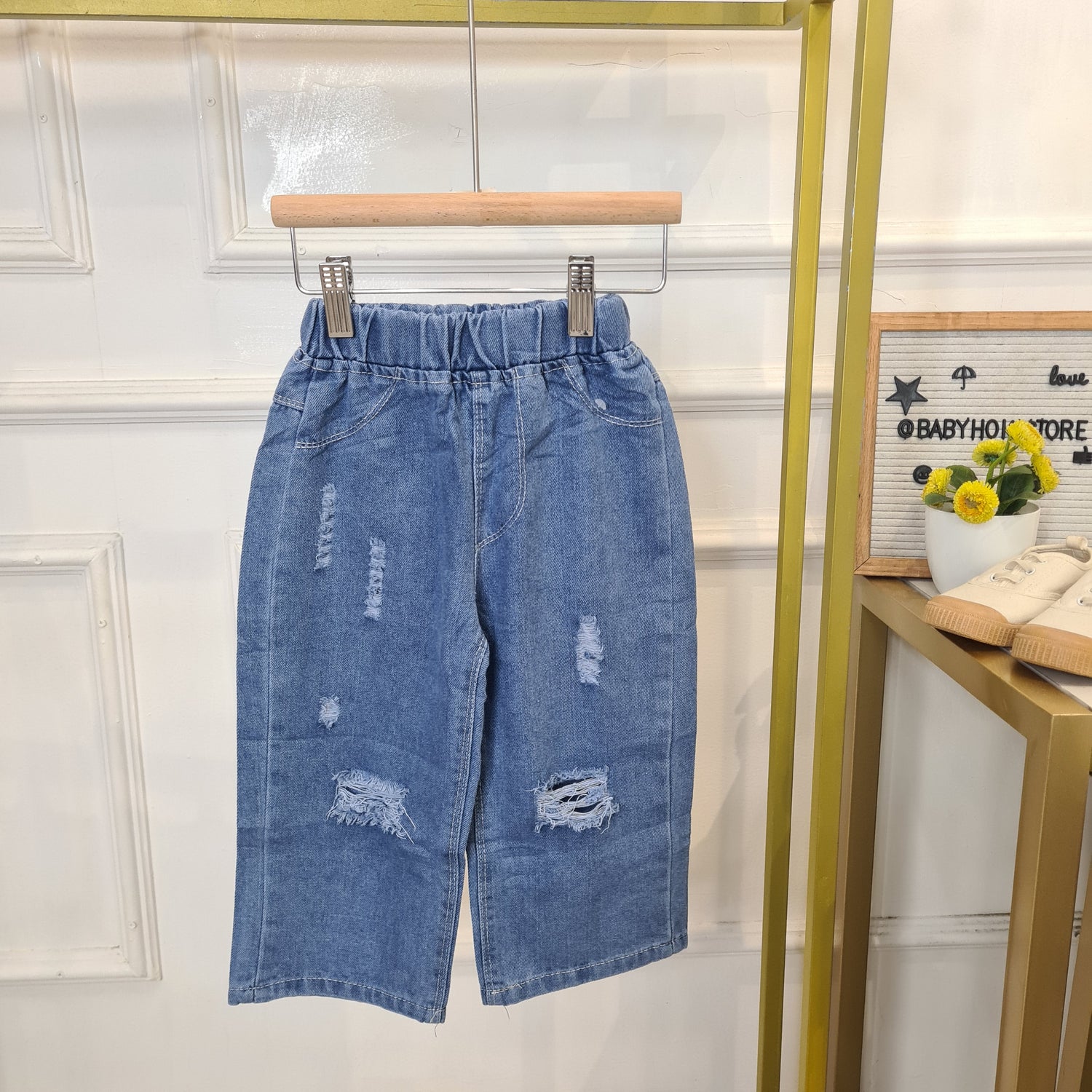 [508230-V1] - Bawahan Celana Jeans Sobek Kulot Fashion Anak Perempuan - Motif Tear Variations