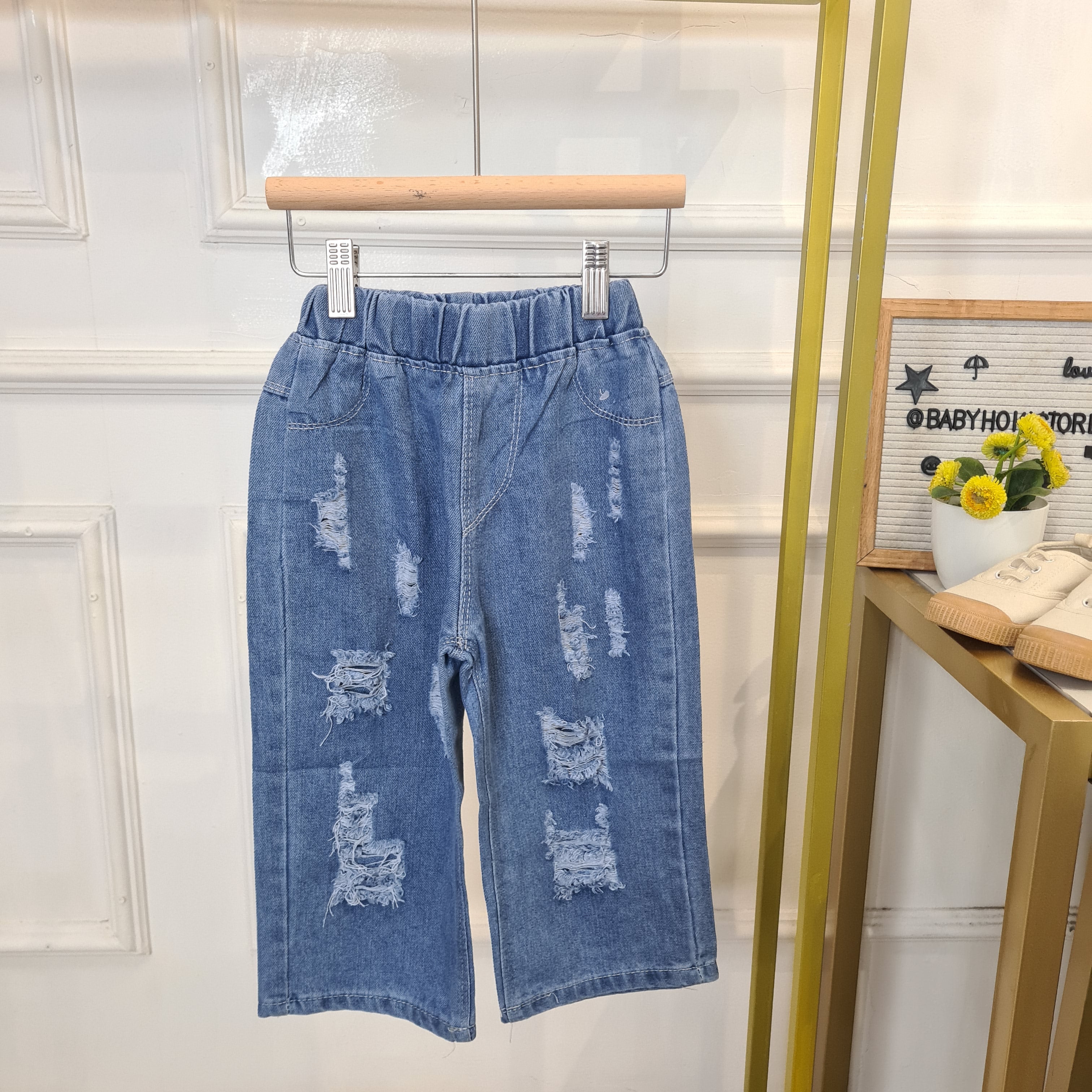 [508230-V1] - Bawahan Celana Jeans Sobek Kulot Fashion Anak Perempuan - Motif Tear Variations