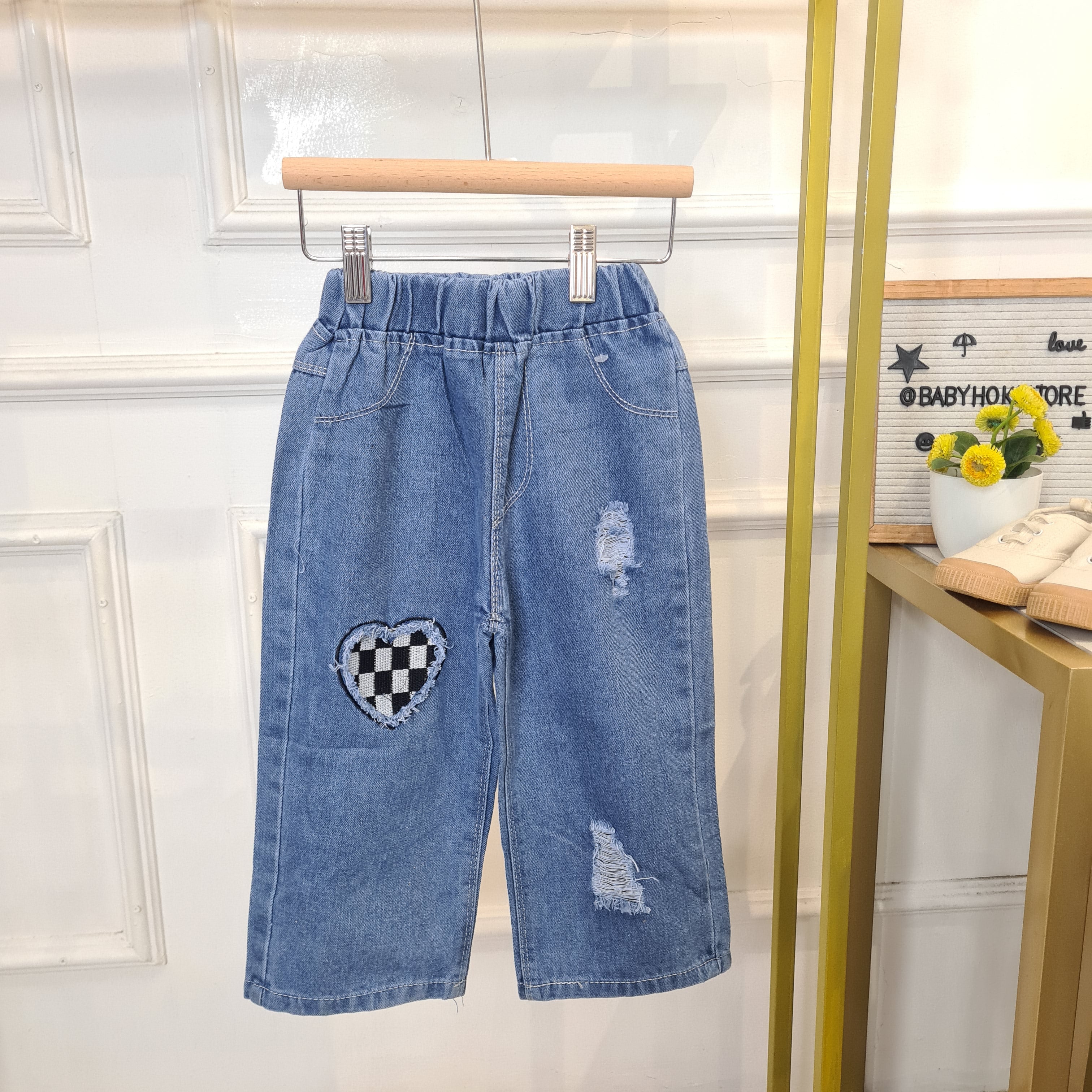 [508230-V1] - Bawahan Celana Jeans Sobek Kulot Fashion Anak Perempuan - Motif Tear Variations