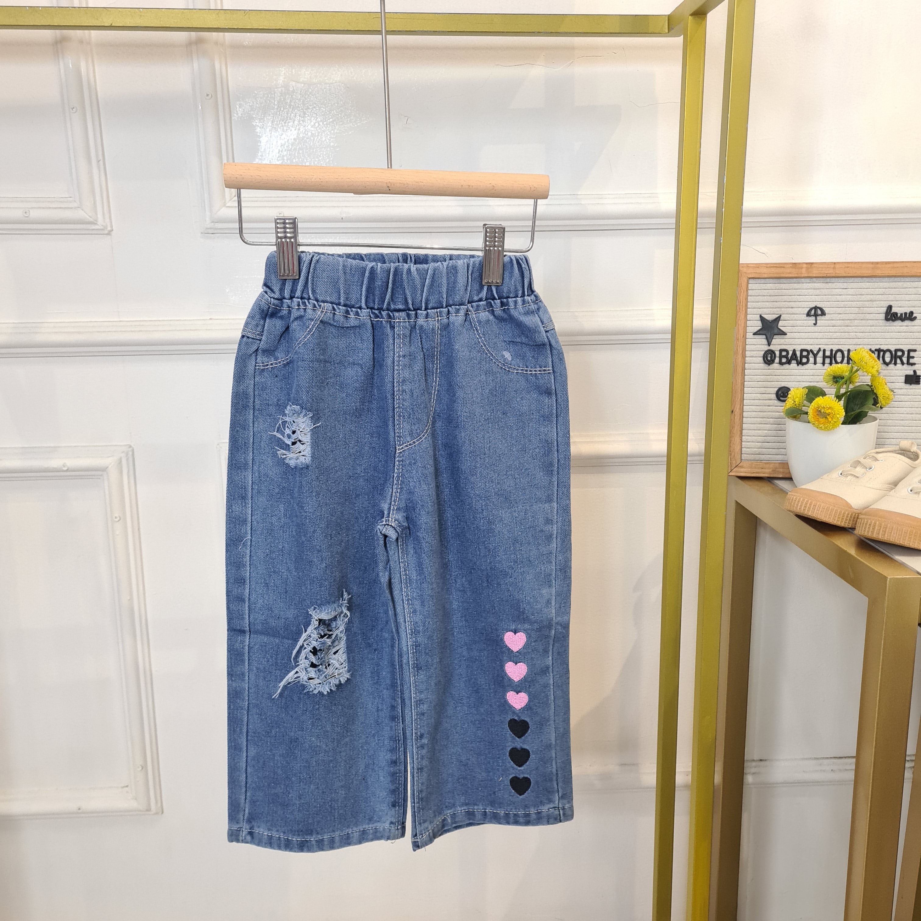 [508230-V1] - Bawahan Celana Jeans Sobek Kulot Fashion Anak Perempuan - Motif Tear Variations