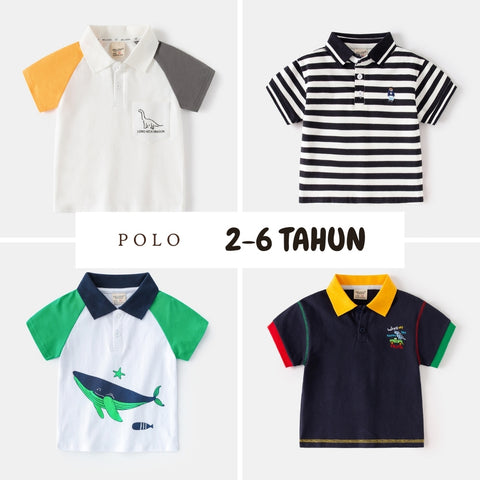 Polo [513-BT104] - Baju Atasan Polo Berkerah Lengan Pendek & Panjang Fashionable Anak Laki Laki Cowok - BABYHOKI STORE