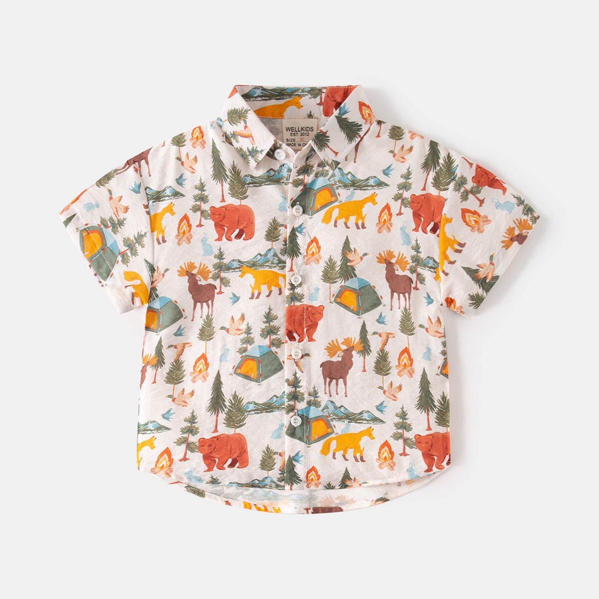 Kemeja Pendek [513-BT105] - Baju Atasan Berkerah Lengan Pendek Fashionable Anak Laki Laki Cowok Bermotif - BABYHOKI STORE