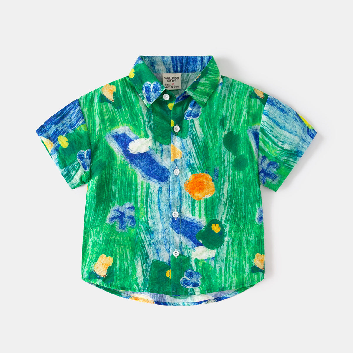 Kemeja Pendek [513-BT105] - Baju Atasan Berkerah Lengan Pendek Fashionable Anak Laki Laki Cowok Bermotif - BABYHOKI STORE