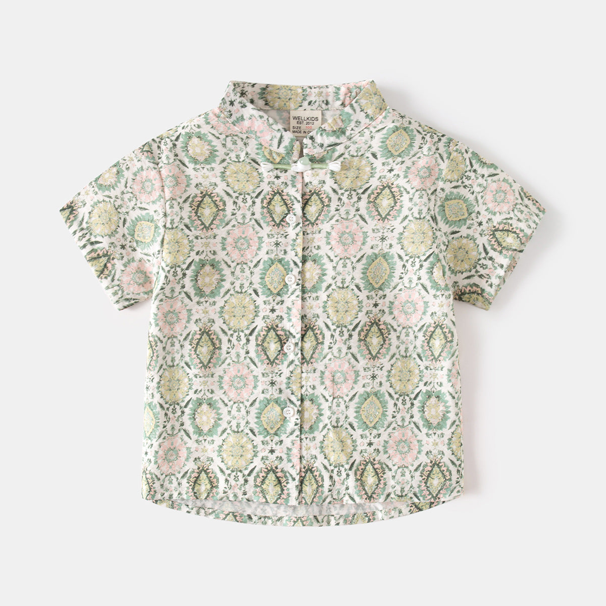 Kemeja Pendek Koko [513-BT106] - Baju Atasan Berkerah Shanghai Imlek Lebaran Cheongsam Lengan Pendek Fashionable Anak Laki Laki Cowok Bermotif - BABYHOKI STORE