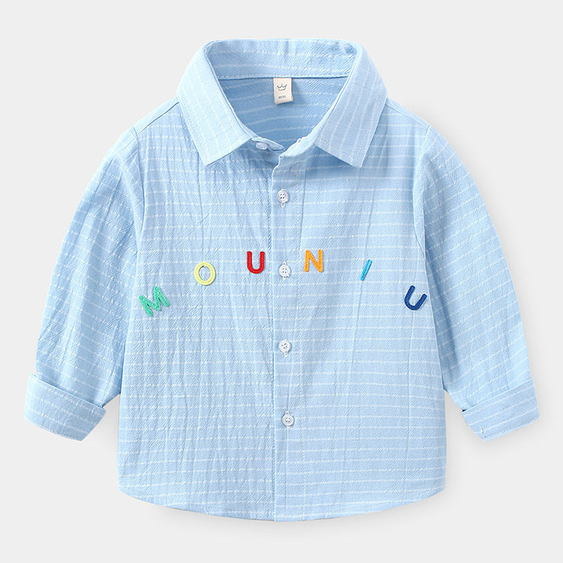 Kemeja Panjang [513-BT107] - Baju Atasan Berkerah Lengan Panjang Fashionable Anak Laki Laki Cowok Bermotif - BABYHOKI STORE