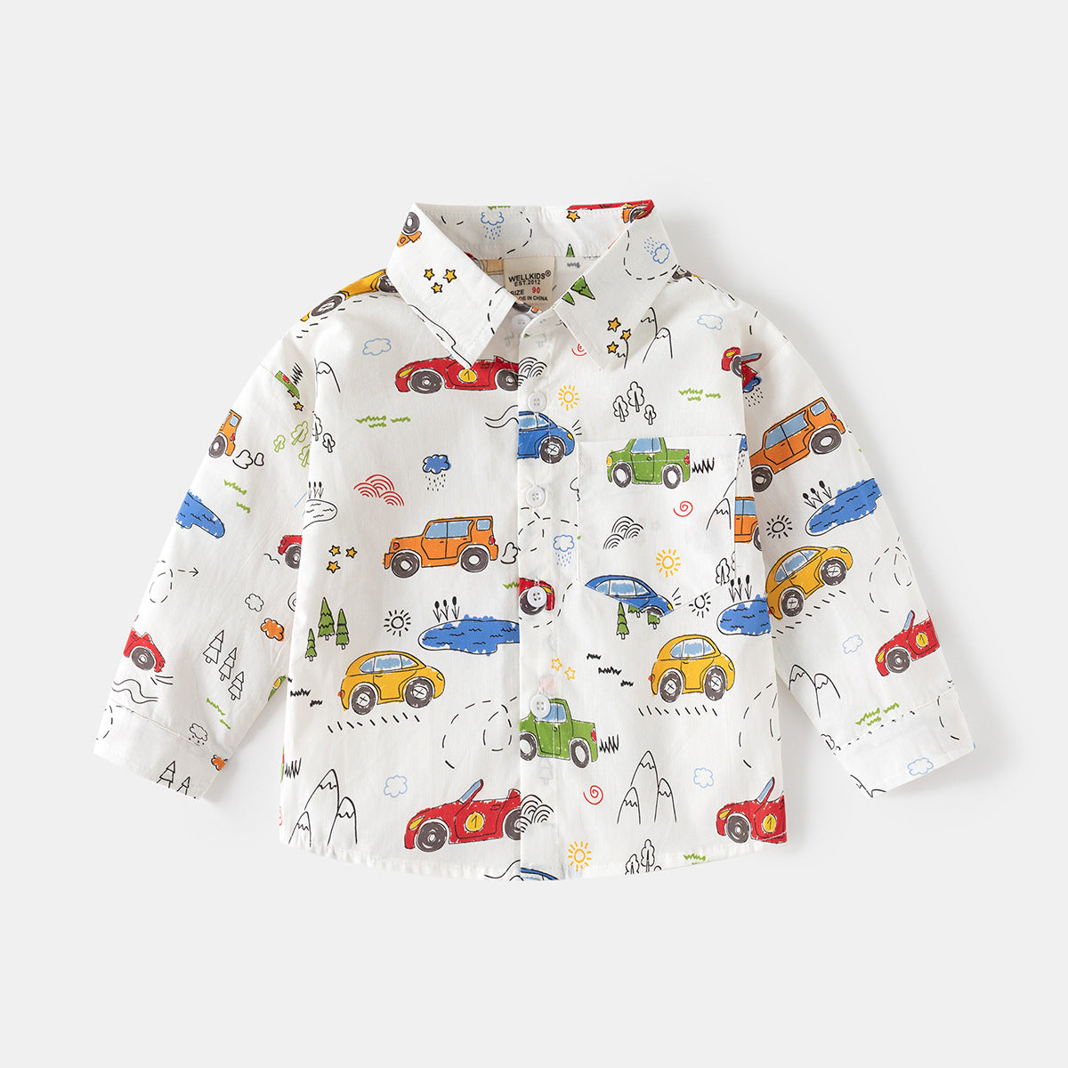 Kemeja Panjang [513-BT108] - Baju Atasan Berkerah Lengan Panjang Fashionable Anak Laki Laki Cowok Bermotif - BABYHOKI STORE