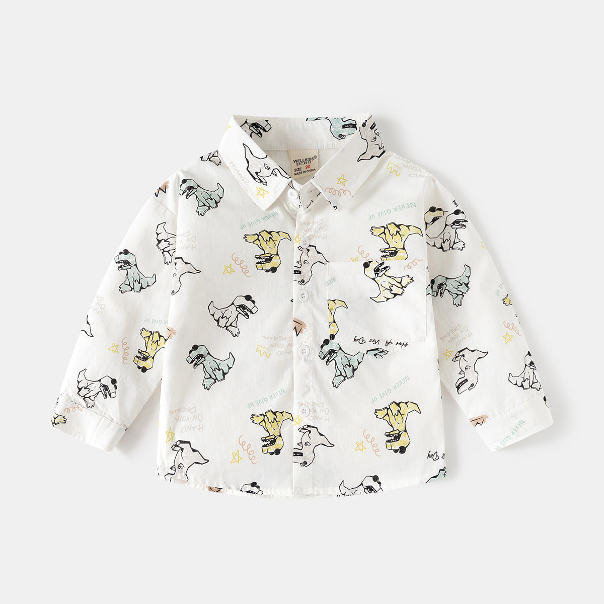 Kemeja Panjang [513-BT108] - Baju Atasan Berkerah Lengan Panjang Fashionable Anak Laki Laki Cowok Bermotif - BABYHOKI STORE