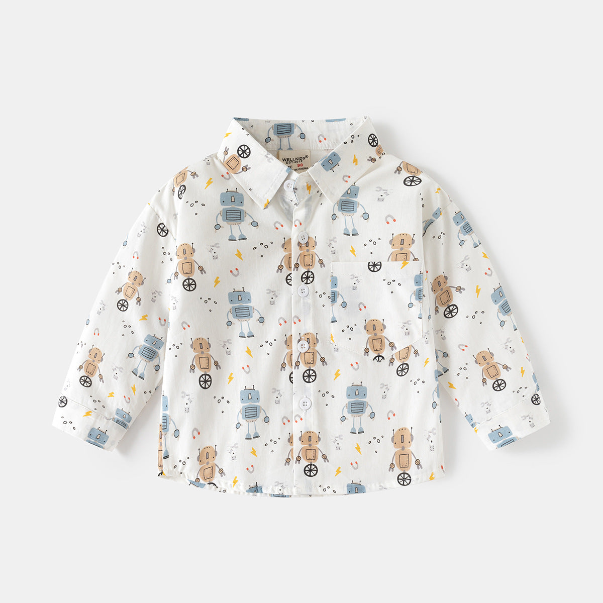 Kemeja Panjang [513-BT108] - Baju Atasan Berkerah Lengan Panjang Fashionable Anak Laki Laki Cowok Bermotif - BABYHOKI STORE