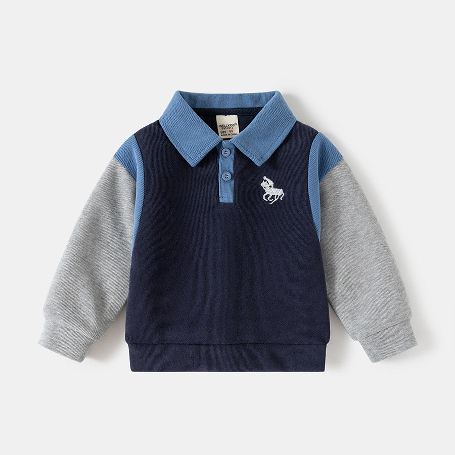 Sweater Kerah Polo [513-BT111] - Baju Atasan Outerwear Lengan Panjang Fashionable Anak Laki Laki Cowok Bermotif Mix Random - BABYHOKI STORE