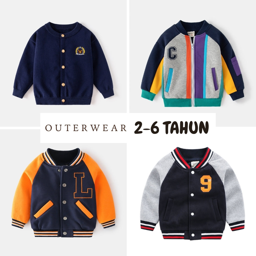 Jaket [513-BT113] - Baju Atasan Outerwear O Neck Bomber Lengan Panjang Fashionable Anak Laki Laki Cowok - BABYHOKI STORE
