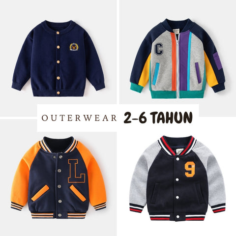 Jaket [513-BT113] - Baju Atasan Outerwear O Neck Bomber Lengan Panjang Fashionable Anak Laki Laki Cowok - BABYHOKI STORE