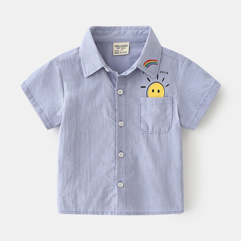 Kemeja Pendek [513-BT114] - Baju Atasan Berkerah Lengan Pendek Fashionable Anak Laki Laki Cowok Bermotif - BABYHOKI STORE