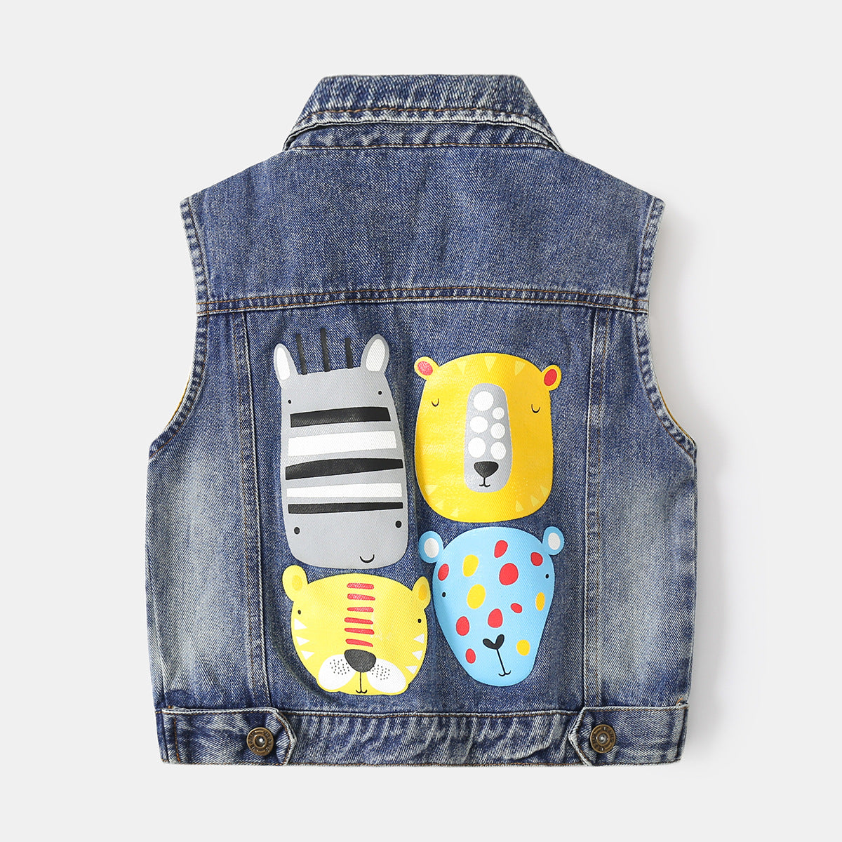 [5131120] - Baju Atasan Outerwear Jaket Rompi Lengan Kutung Jeans Fashionable Anak Laki Laki Cowok - Motif Cute Animal Face - BABYHOKI STORE - BABYHOKI STORE