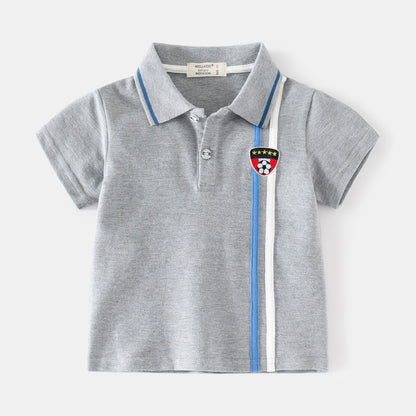 [5131011] - Baju Atasan Kaos Polo Kerah Fashion Import Anak Laki-Laki - Motif Football Logo