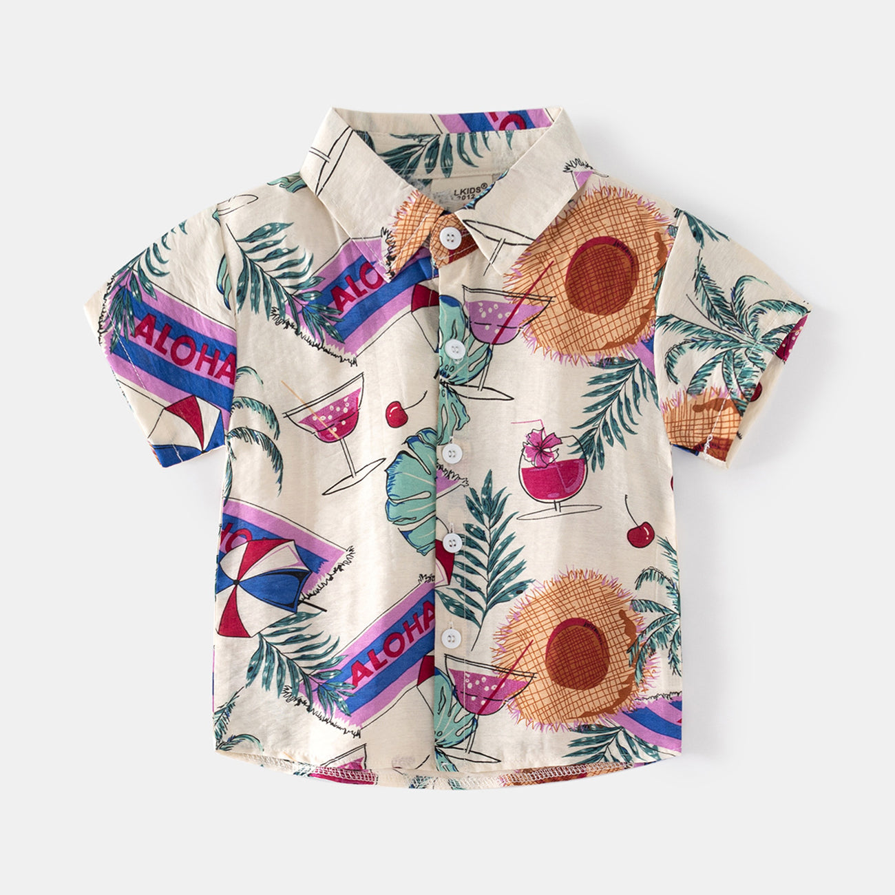 [5131016] - Baju Atasan Kemeja Hawai Fashion Import Anak Laki-Laki - Motif Fresh Drinks