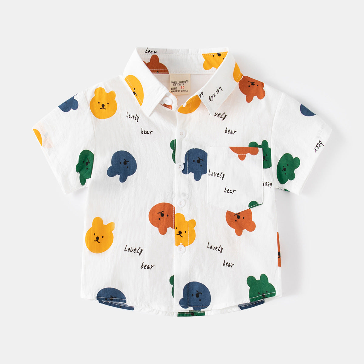 [5131025] - Baju Atasan Kemeja Kasual Lengan Pendek Fashion Import Anak Laki-laki - Motif Color Bear