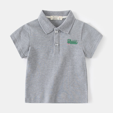 [5131029] - Baju Atasan Kaos Kerah Polo Fashion Anak Laki-Laki - Motif Ribbon Crocodile