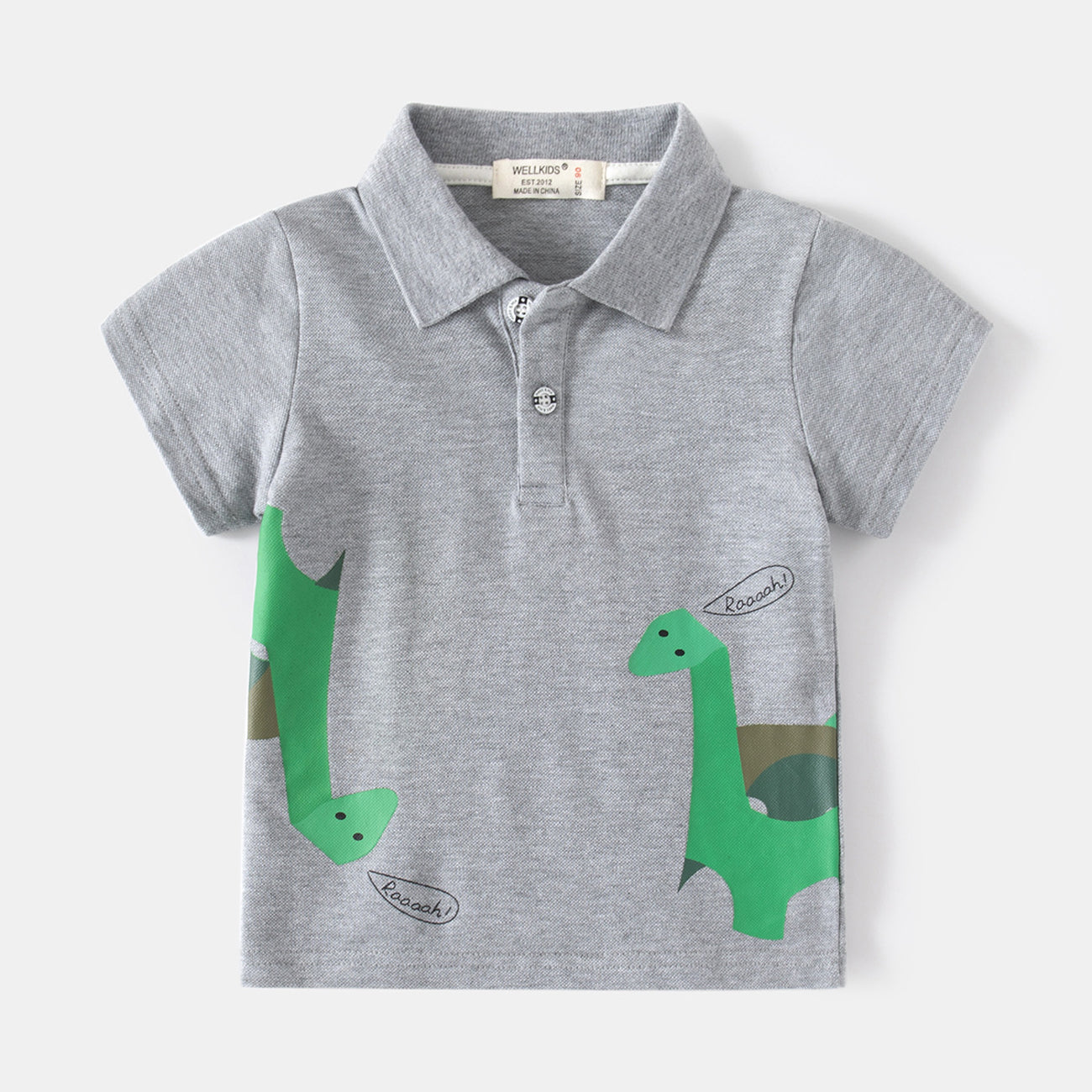 [5131032] - Baju Atasan Kaos Kerah Polo Fashion Anak Laki-Laki - Motif Folding Dino