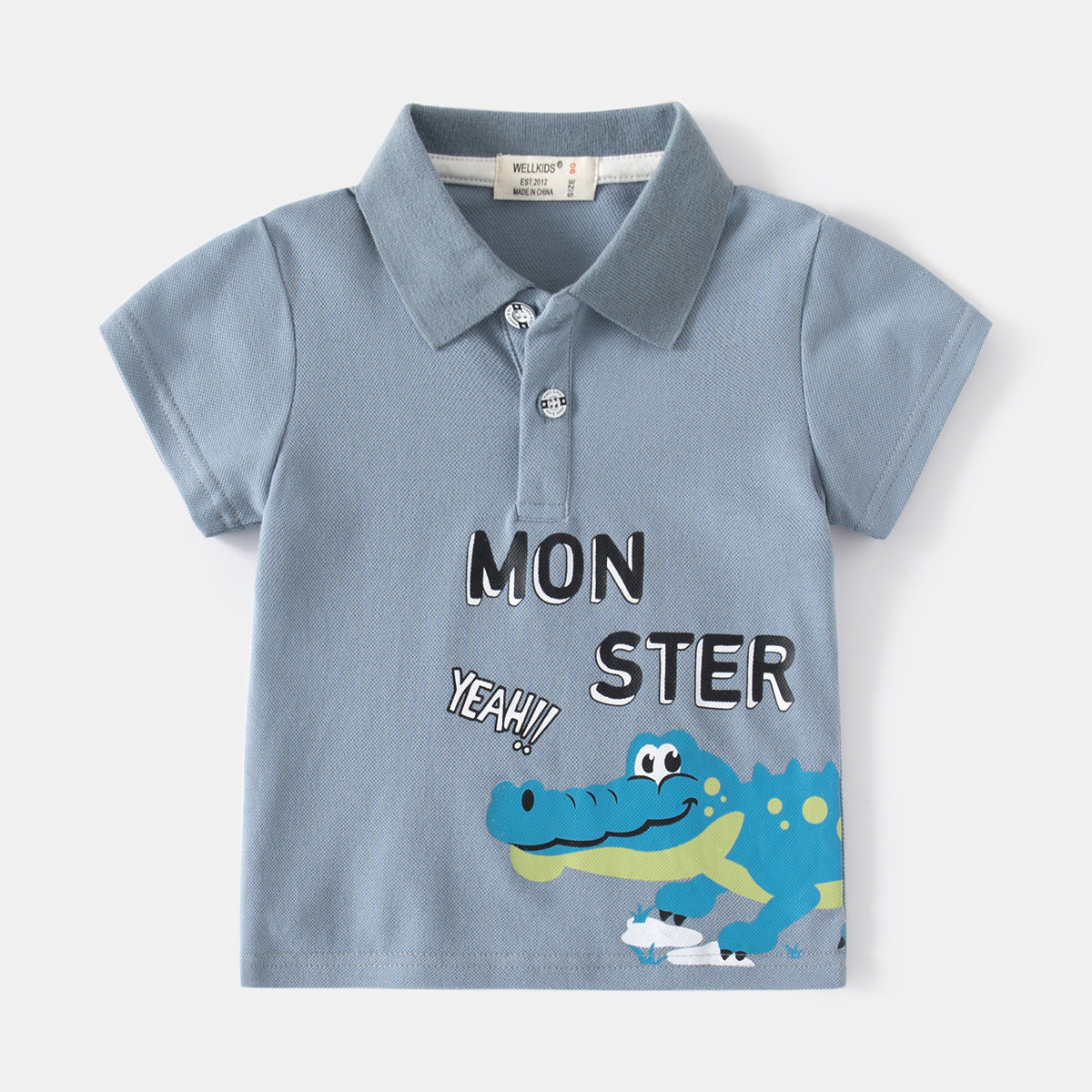 [5131033] - Baju Atasan Kaos Kerah Polo Fashion Anak Laki-Laki - Motif Monster Crocodile