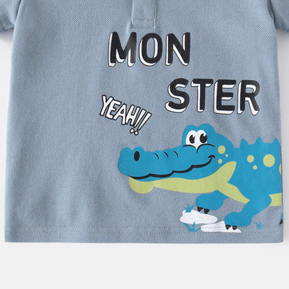 [5131033] - Baju Atasan Kaos Kerah Polo Fashion Import Anak Laki-Laki - Motif Monster Crocodile