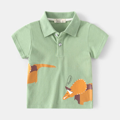 [5131034] - Baju Atasan Kaos Kerah Polo Fashion Anak Laki-Laki - Motif Dino Image