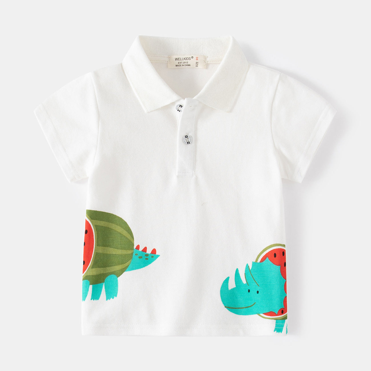 [5131035] - Baju Atasan Kaos Kerah Polo Fashion Anak Laki-Laki - Motif Dino Fruit