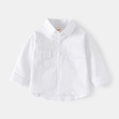 [5131038] - Baju Atasan Kemeja Polos Fashion Import Anak Laki-Laki - Motif Plain Color