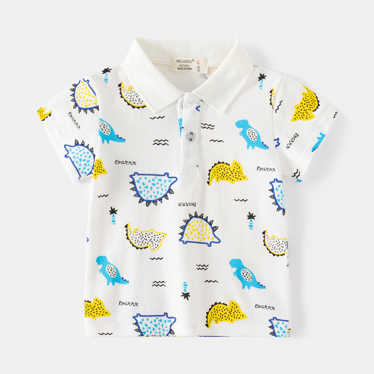 [5131040] - Baju Atasan Kaos Kerah Polo Fashion Anak Laki-Laki - Motif Dino Short