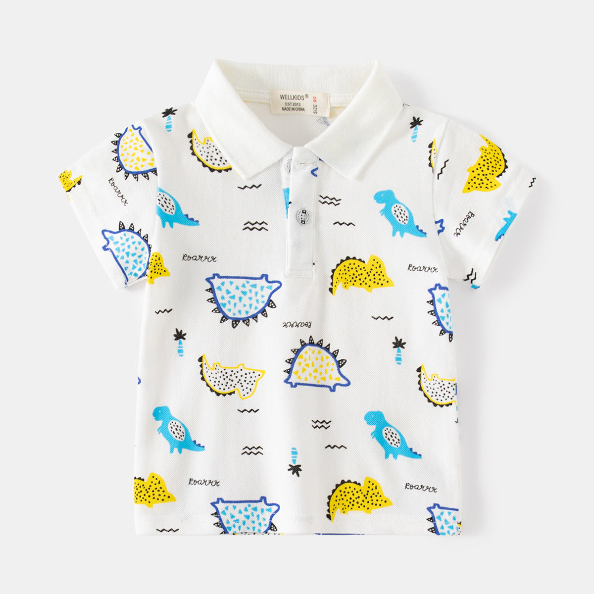 [5131040] - Baju Atasan Kaos Kerah Polo Fashion Anak Laki-Laki - Motif Dino Short