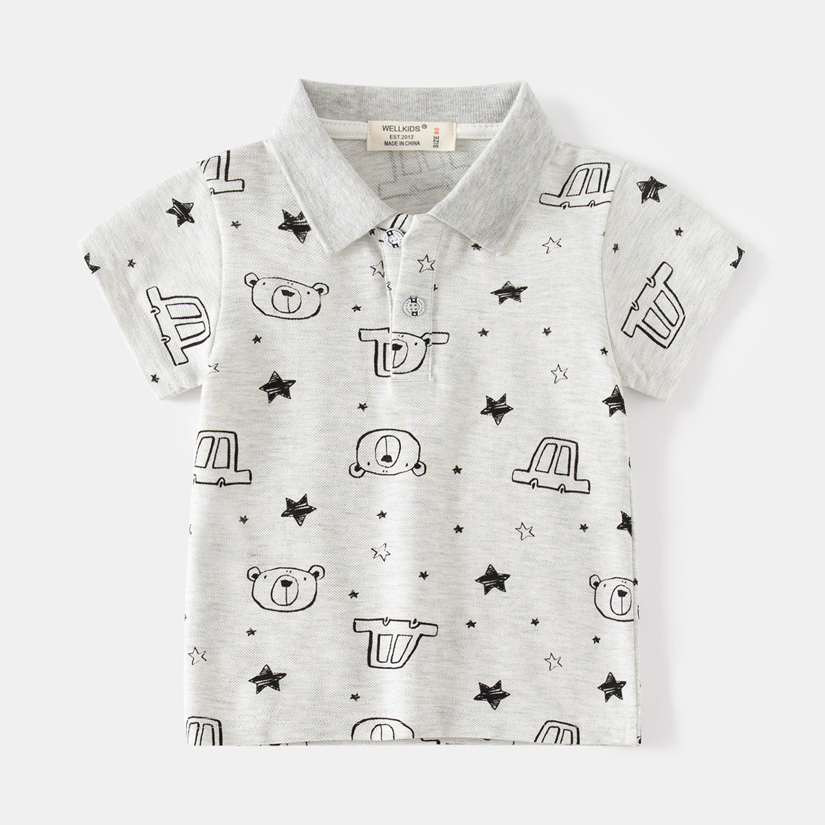 [5131041] - Baju Atasan Kaos Kerah Polo Fashion Anak Laki-Laki - Motif Star Bear