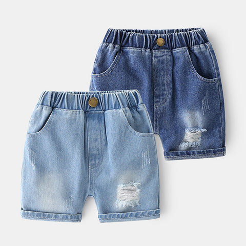 [5131044] - Bawahan Celana Pendek Jeans Sobek Fashion Anak Laki-Laki - Motif Tear Gradation