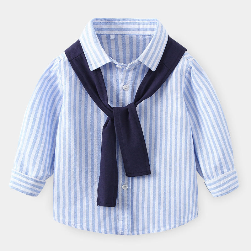 [5131045] - Baju Atasan Kemeja Garis-Garis Fashion Import Anak Laki-laki - Motif Fabric Line