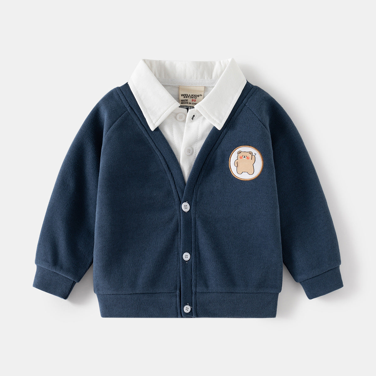 [5131053] - Baju Kemeja Sweater Lengan Panjang Fashion Anak Laki-Laki - Motif Bear Style