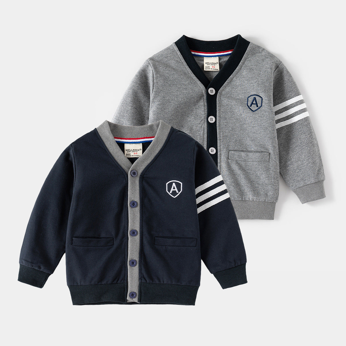 [5131055] - Baju Jaket Cardigan Lengan Panjang Fashion Anak Laki-Laki - Motif Word Lines