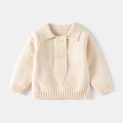 [5131056] - Baju Polo Sweater Atasan Lengan Panjang Fashion Import Anak Laki-Laki - Motif Big Button