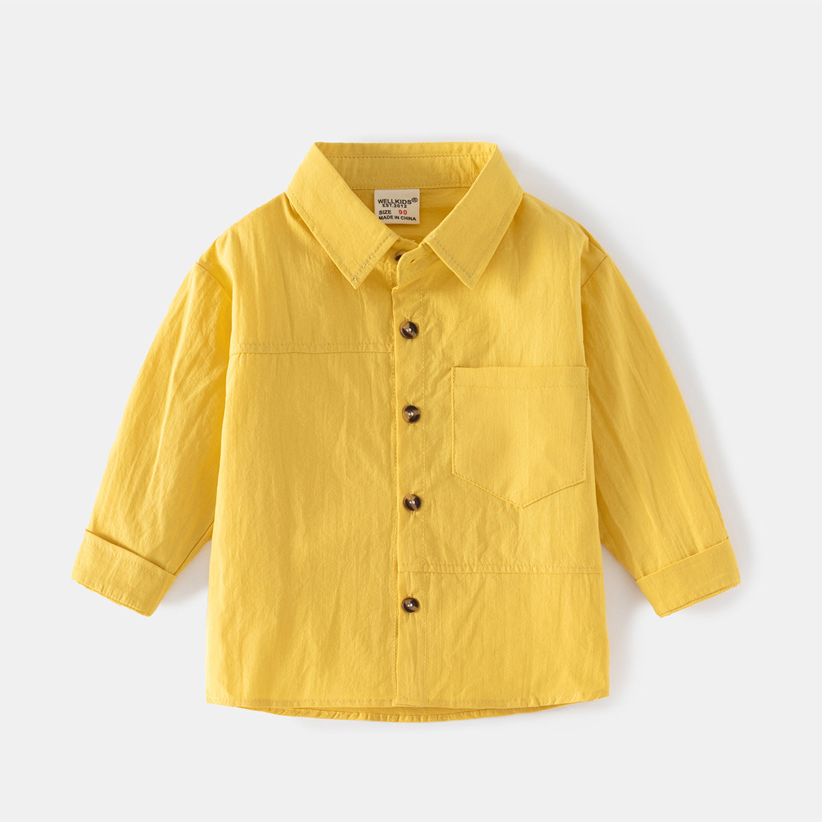 [5131058] - Baju Kemeja Polos Atasan Lengan Panjang Import Anak Laki-Laki - Motif Plain Wrinkle