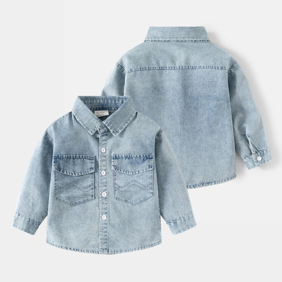 [5131072] - Baju Atasan Kemeja Denim Polos Fashion Anak Laki-Laki - Motif Denim Pattern